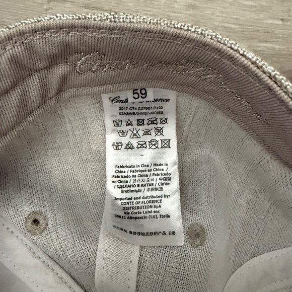 Conte of Florence Unisex beige Cotton Blend Hat Italy Classic Luxury - Picture 9 of 10